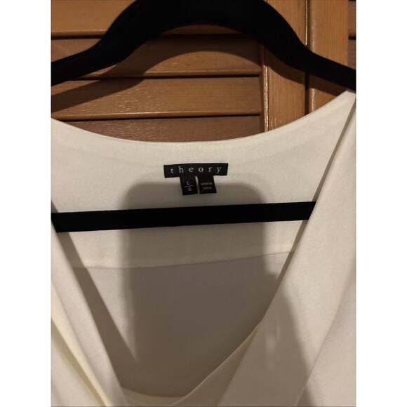 Theory Ivory Size Large Long Sleeve Blouse Preowned - Picture 3 of 6